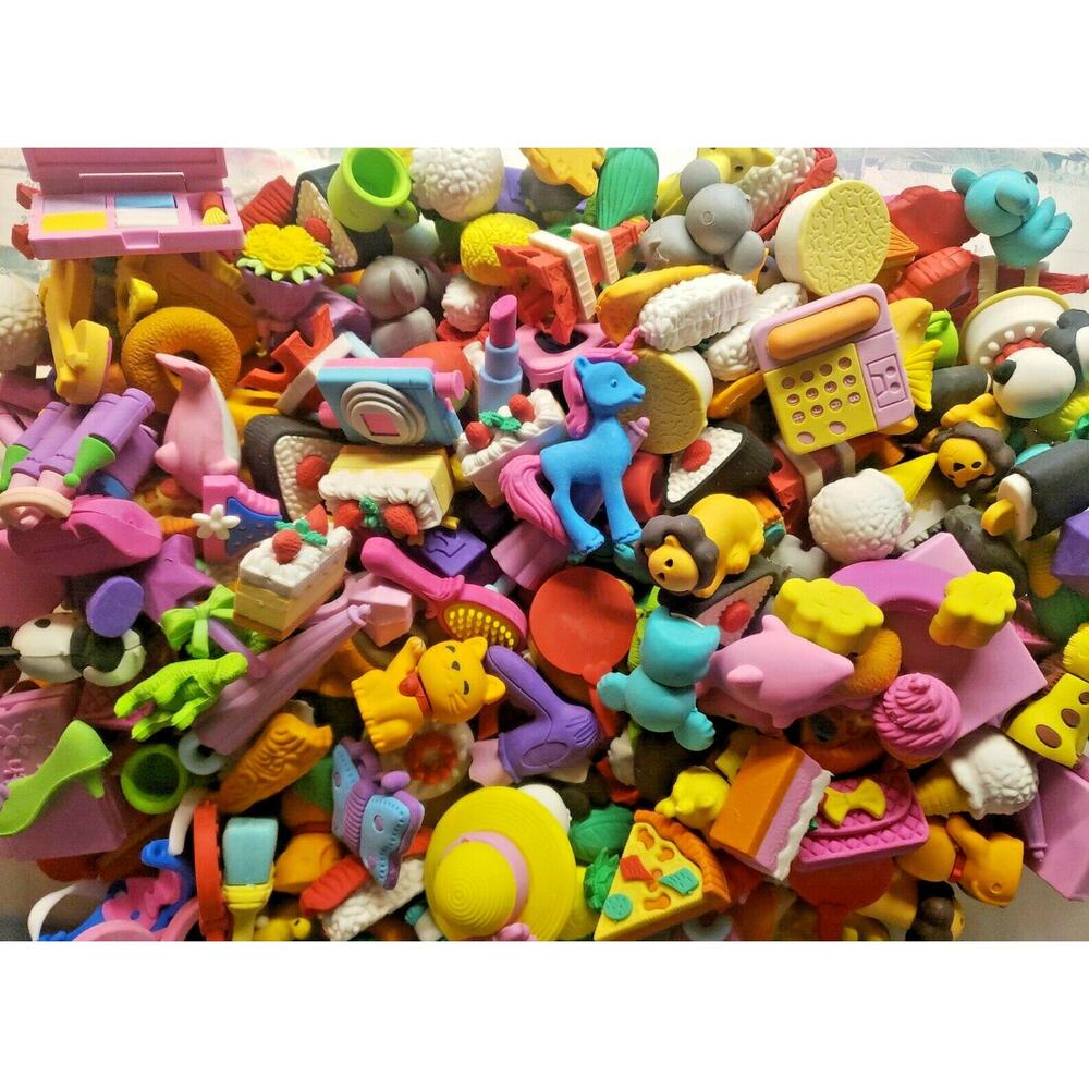 Vending Rubber Erasers Prize Charms Toys Lot of 12 Randomly‎ Selected (312/313)